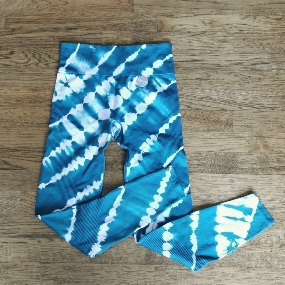 𝅺Pink Victoria's Secret Teal Tie Dye Leggings Small New